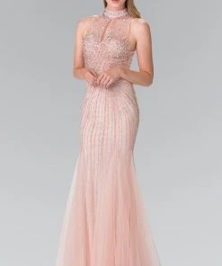 Elizabeth K - GL2330 Sequined Halter Trumpet Gown 10 Elizabeth K - GL2330 Sequined Halter Trumpet Gown