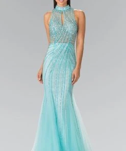 Elizabeth K - GL2330 Sequined Halter Trumpet Gown