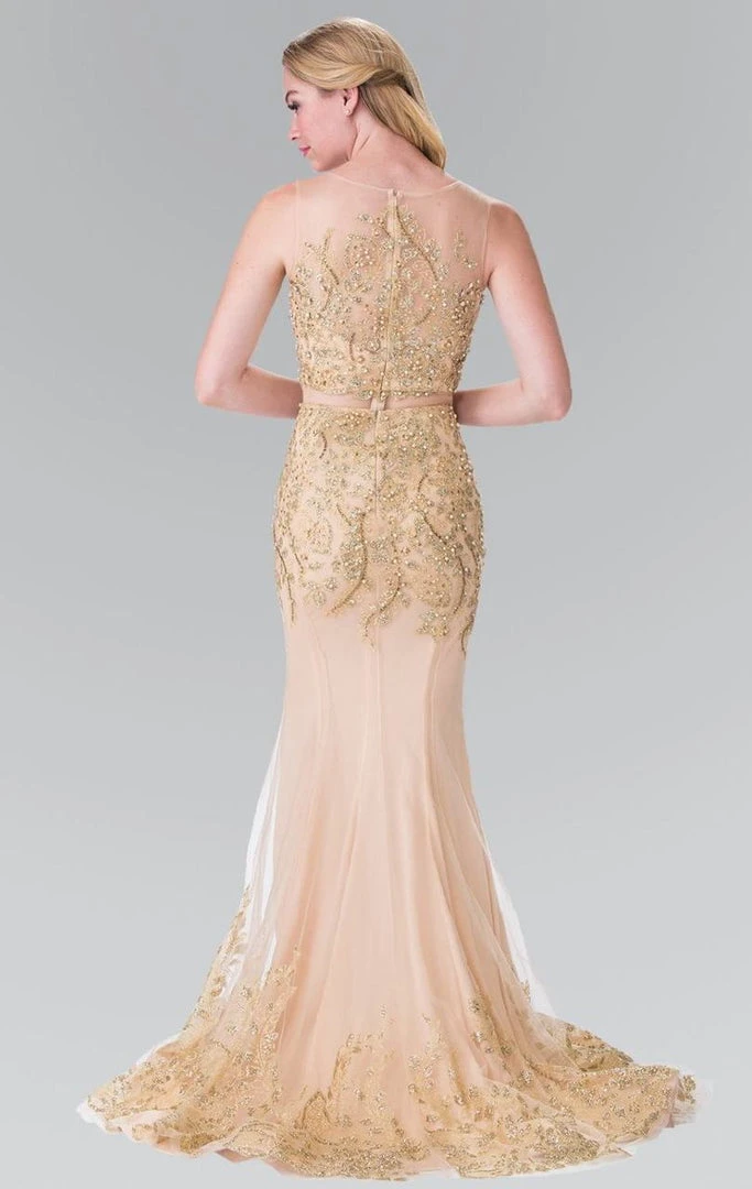 Elizabeth K - GL2338 Embellished Illusion Bateau Jersey Trumpet Dress 6 Elizabeth K - GL2338 Embellished Illusion Bateau Jersey Trumpet Dress