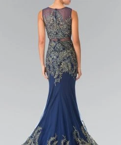 Elizabeth K - GL2338 Embellished Illusion Bateau Jersey Trumpet Dress 8 Elizabeth K - GL2338 Embellished Illusion Bateau Jersey Trumpet Dress