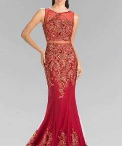 Elizabeth K - GL2338 Embellished Illusion Bateau Jersey Trumpet Dress 11 Elizabeth K - GL2338 Embellished Illusion Bateau Jersey Trumpet Dress