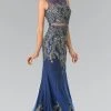 Elizabeth K - GL2338 Embellished Illusion Bateau Jersey Trumpet Dress