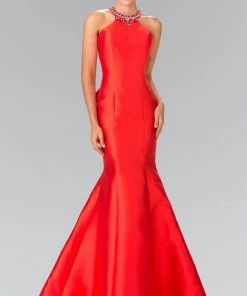 Elizabeth K - GL2353 Beaded High Neck Charmeuse Mermaid Gown 10 Elizabeth K - GL2353 Beaded High Neck Charmeuse Mermaid Gown