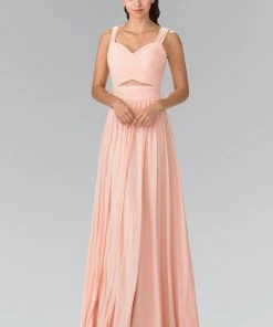 Elizabeth K - GL2366 Ruched Sweetheart Bodice Long Chiffon Gown