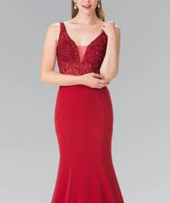 Elizabeth K - GL2372 Embellished V Neck Mermaid Gown 6 Elizabeth K - GL2372 Embellished V Neck Mermaid Gown
