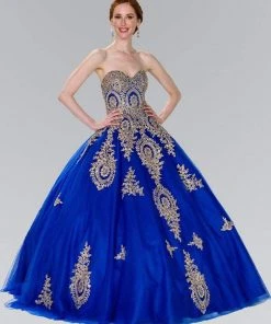 Elizabeth K - GL2379 Strapless Sweetheart Gilt Lace Ballgown