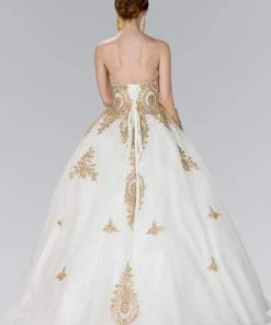 Elizabeth K - GL2379 Strapless Sweetheart Gilt Lace Ballgown