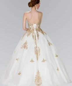 Elizabeth K - GL2379 Strapless Sweetheart Gilt Lace Ballgown
