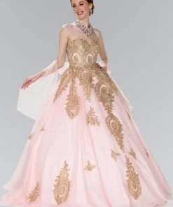 Elizabeth K - GL2379 Strapless Sweetheart Gilt Lace Ballgown