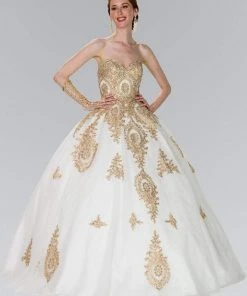 Elizabeth K - GL2379 Strapless Sweetheart Gilt Lace Ballgown