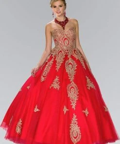 Elizabeth K - GL2379 Strapless Sweetheart Gilt Lace Ballgown