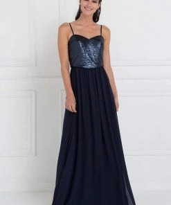 Elizabeth K - GL2416 Sequined Sweetheart Chiffon A-line Dress