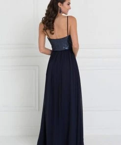 Elizabeth K - GL2416 Sequined Sweetheart Chiffon A-line Dress