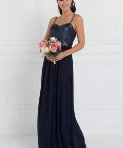 Elizabeth K - GL2416 Sequined Sweetheart Chiffon A-line Dress