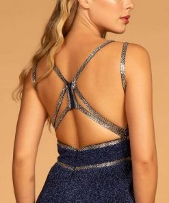 Elizabeth K - GL2503 Embellished Deep V-neck Sheath Dress 25 Elizabeth K - GL2503 Embellished Deep V-neck Sheath Dress