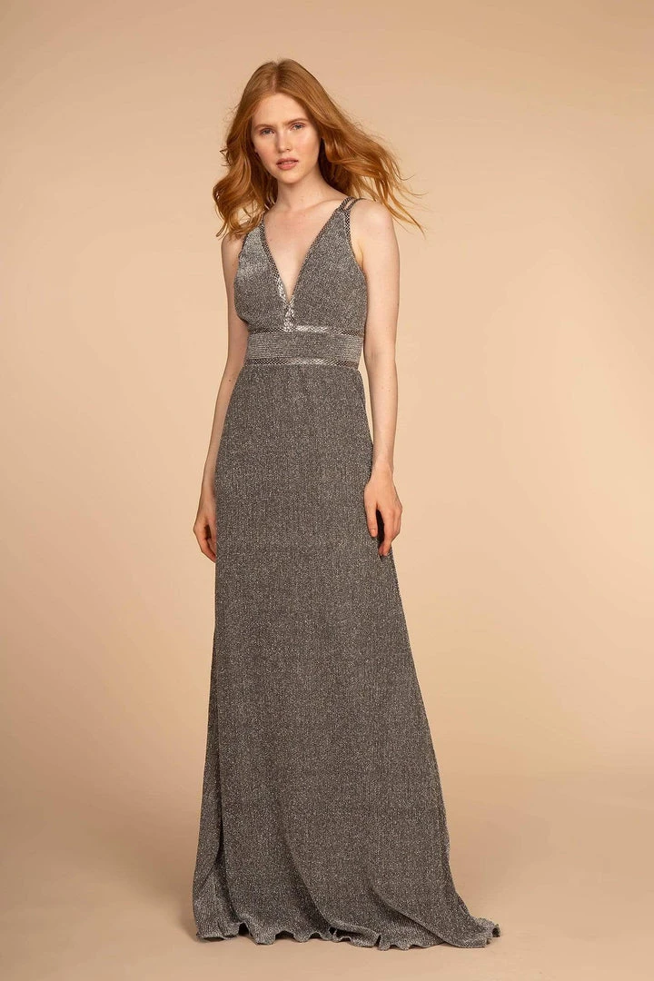 Elizabeth K - GL2503 Embellished Deep V-neck Sheath Dress 7 Elizabeth K - GL2503 Embellished Deep V-neck Sheath Dress