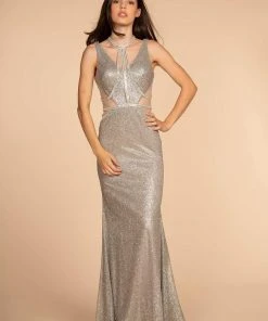 Elizabeth K - GL2509 Jeweled Halter Strap Glitter Long Gown 14 Elizabeth K - GL2509 Jeweled Halter Strap Glitter Long Gown