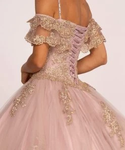 Elizabeth K - GL2510 Ruffled Off Shoulder Mesh Ballgown 9 Elizabeth K - GL2510 Ruffled Off Shoulder Mesh Ballgown