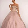 Elizabeth K - GL2510 Ruffled Off Shoulder Mesh Ballgown