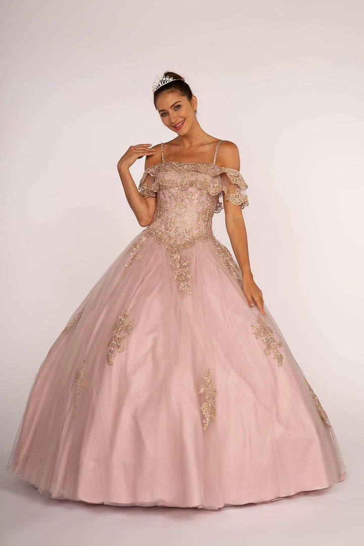 Elizabeth K - GL2510 Ruffled Off Shoulder Mesh Ballgown 3 Elizabeth K - GL2510 Ruffled Off Shoulder Mesh Ballgown