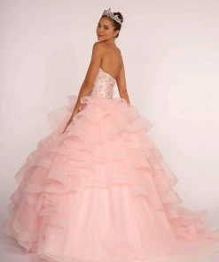 Elizabeth K - GL2512 Ornate Illusion High Halter Ruffled Ballgown 7 Elizabeth K - GL2512 Ornate Illusion High Halter Ruffled Ballgown