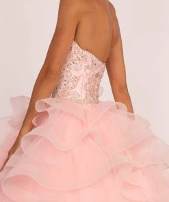 Elizabeth K - GL2512 Ornate Illusion High Halter Ruffled Ballgown 9 Elizabeth K - GL2512 Ornate Illusion High Halter Ruffled Ballgown