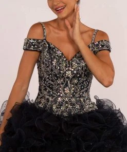 Elizabeth K - GL2516 Intricately Ornate Bodice Ruffled Ballgown 8 Elizabeth K - GL2516 Intricately Ornate Bodice Ruffled Ballgown