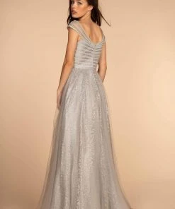 Elizabeth K - GL2526 Cap Sleeve Jewel Adorned Bodice A-Line Gown 15 Elizabeth K - GL2526 Cap Sleeve Jewel Adorned Bodice A-Line Gown