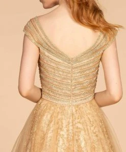 Elizabeth K - GL2526 Cap Sleeve Jewel Adorned Bodice A-Line Gown 13 Elizabeth K - GL2526 Cap Sleeve Jewel Adorned Bodice A-Line Gown