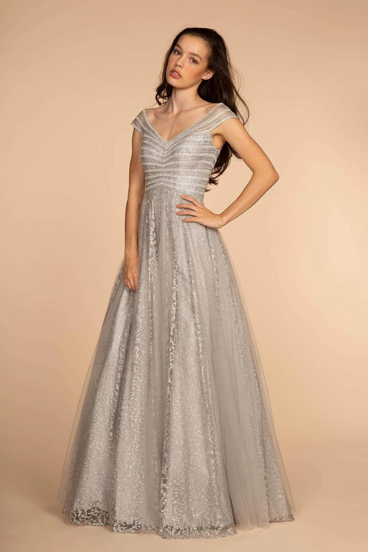 Elizabeth K - GL2526 Cap Sleeve Jewel Adorned Bodice A-Line Gown 7 Elizabeth K - GL2526 Cap Sleeve Jewel Adorned Bodice A-Line Gown