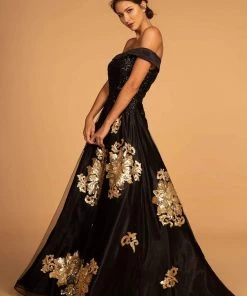 Elizabeth K - GL2542 Sequin Embellished Off-Shoulder Evening Gown 7 Elizabeth K - GL2542 Sequin Embellished Off-Shoulder Evening Gown