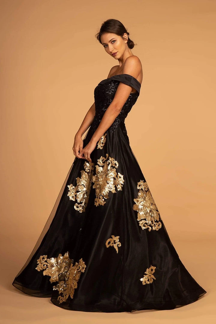 Elizabeth K - GL2542 Sequin Embellished Off-Shoulder Evening Gown 4 Elizabeth K - GL2542 Sequin Embellished Off-Shoulder Evening Gown