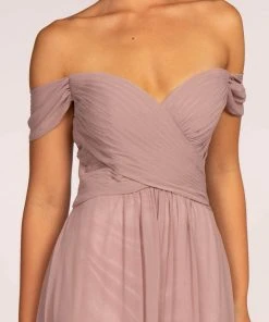 Elizabeth K - GL2550 Pleated Off-Shoulder Chiffon A-line Dress