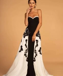 Elizabeth K - GL2582 Two Tone Embellished Sweetheart Dress