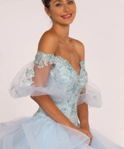 Elizabeth K - GL2601 Beaded Off-Shoulder Ruffed Ballgown