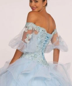 Elizabeth K - GL2601 Beaded Off-Shoulder Ruffed Ballgown