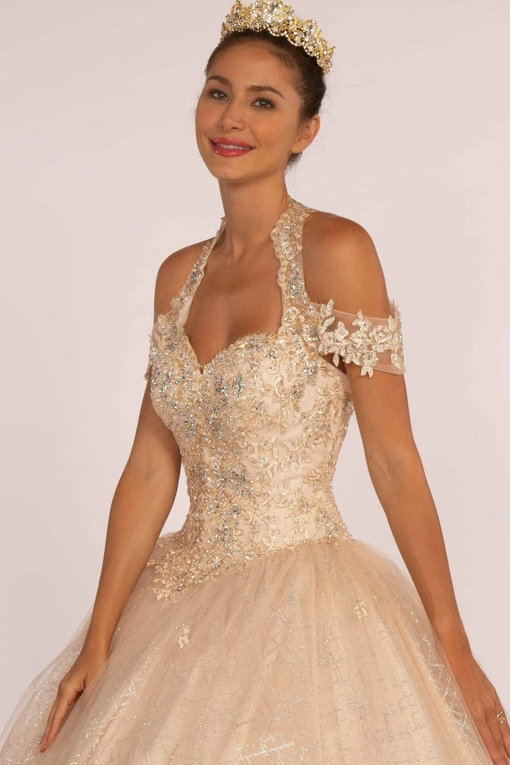 Elizabeth K - GL2602 Embroidered Halter Ballgown 9 Elizabeth K - GL2602 Embroidered Halter Ballgown