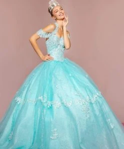 Elizabeth K - GL2602 Embroidered Halter Ballgown