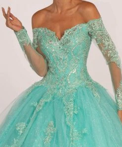 Elizabeth K - GL2603 Crystal Embellished Off-Shoulder Ballgown