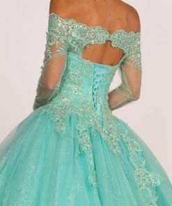 Elizabeth K - GL2603 Crystal Embellished Off-Shoulder Ballgown