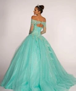 Elizabeth K - GL2603 Crystal Embellished Off-Shoulder Ballgown
