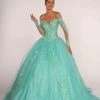 Elizabeth K - GL2603 Crystal Embellished Off-Shoulder Ballgown