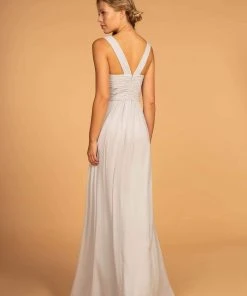 Elizabeth K - GL2608 Sleeveless Ruched-Bodice A-Line Chiffon Gown