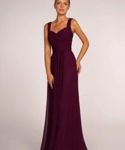 Elizabeth K - GL2608 Sleeveless Ruched-Bodice A-Line Chiffon Gown