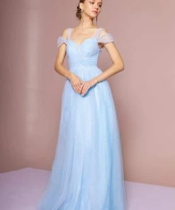 Elizabeth K - GL2610 Cold Shoulder Sweetheart Neck Tulle A-Line Gown