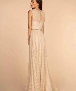 Elizabeth K - GL2611 Floral Lace Jewel A-Line Evening Gown 11 Elizabeth K - GL2611 Floral Lace Jewel A-Line Evening Gown