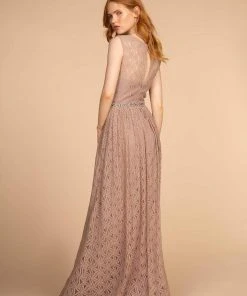 Elizabeth K - GL2611 Floral Lace Jewel A-Line Evening Gown 15 Elizabeth K - GL2611 Floral Lace Jewel A-Line Evening Gown