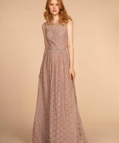 Elizabeth K - GL2611 Floral Lace Jewel A-Line Evening Gown 14 Elizabeth K - GL2611 Floral Lace Jewel A-Line Evening Gown