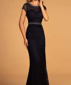 Elizabeth K - GL2612 Embellished Jewel Sheath Dress
