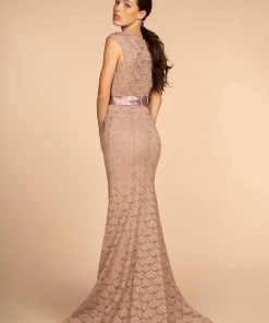 Elizabeth K - GL2613 Sequined Lace Jewel Neck Trumpet Dress 7 Elizabeth K - GL2613 Sequined Lace Jewel Neck Trumpet Dress